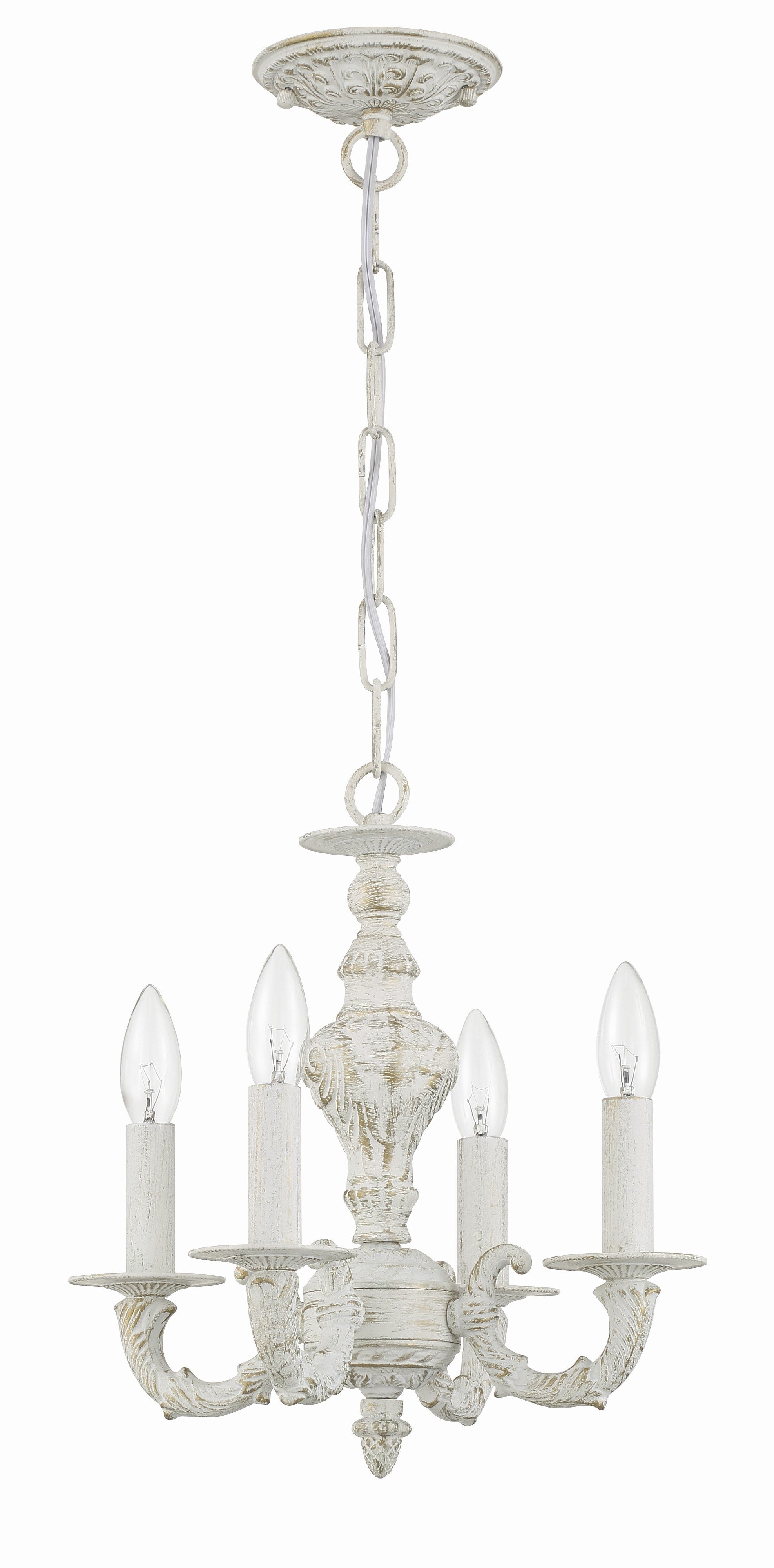 Crystorama Paris Market 5124-AW – 13.5 Inch – 4 Light – Chandelier – Antique White – Damp Rated