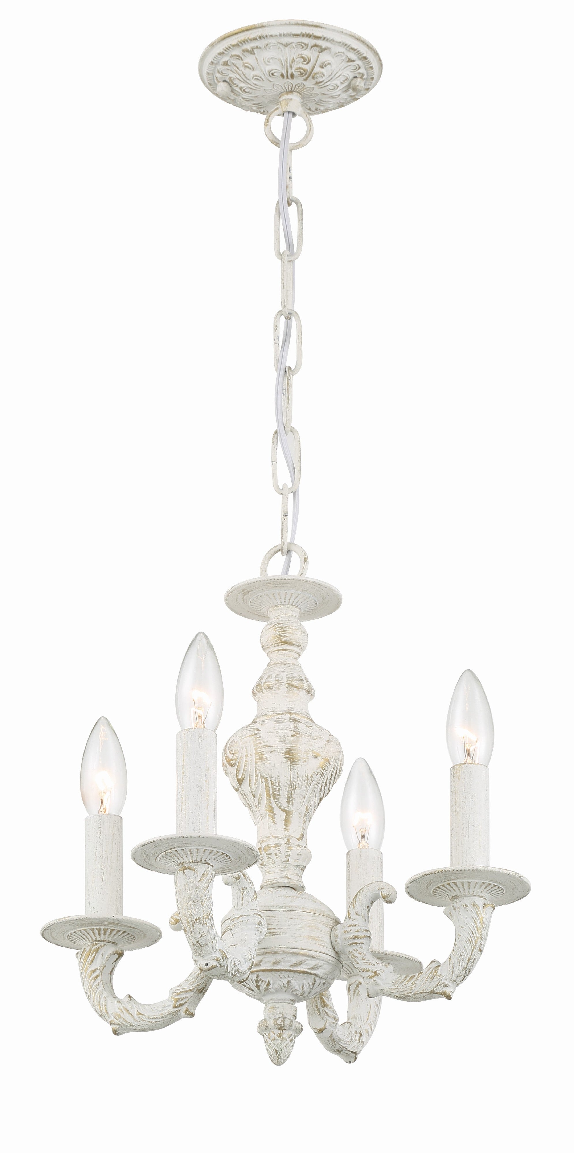 Crystorama Paris Market 5124-AW – 13.5 Inch – 4 Light – Chandelier – Antique White – Damp Rated