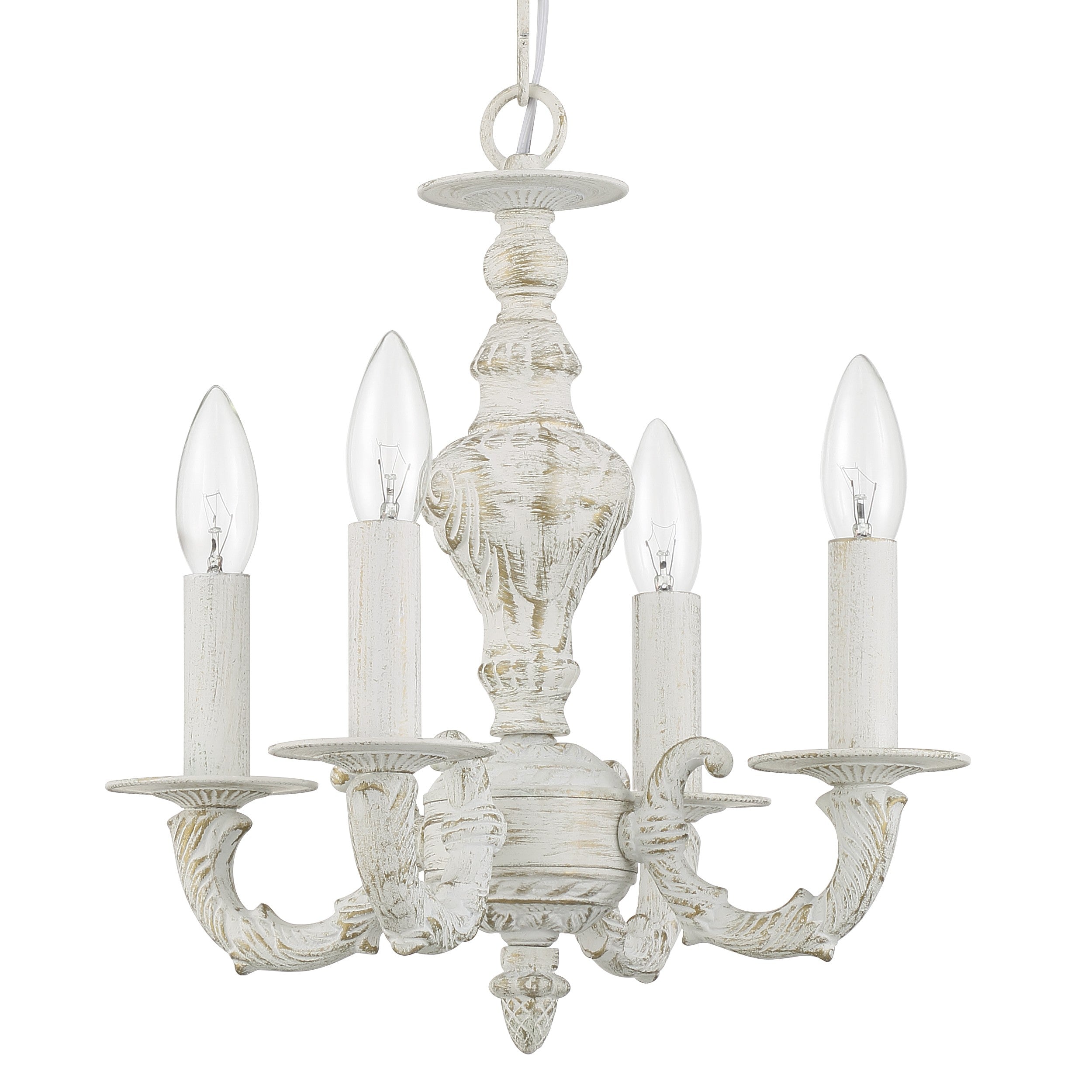 Crystorama Paris Market 5124-AW – 13.5 Inch – 4 Light – Chandelier – Antique White – Damp Rated