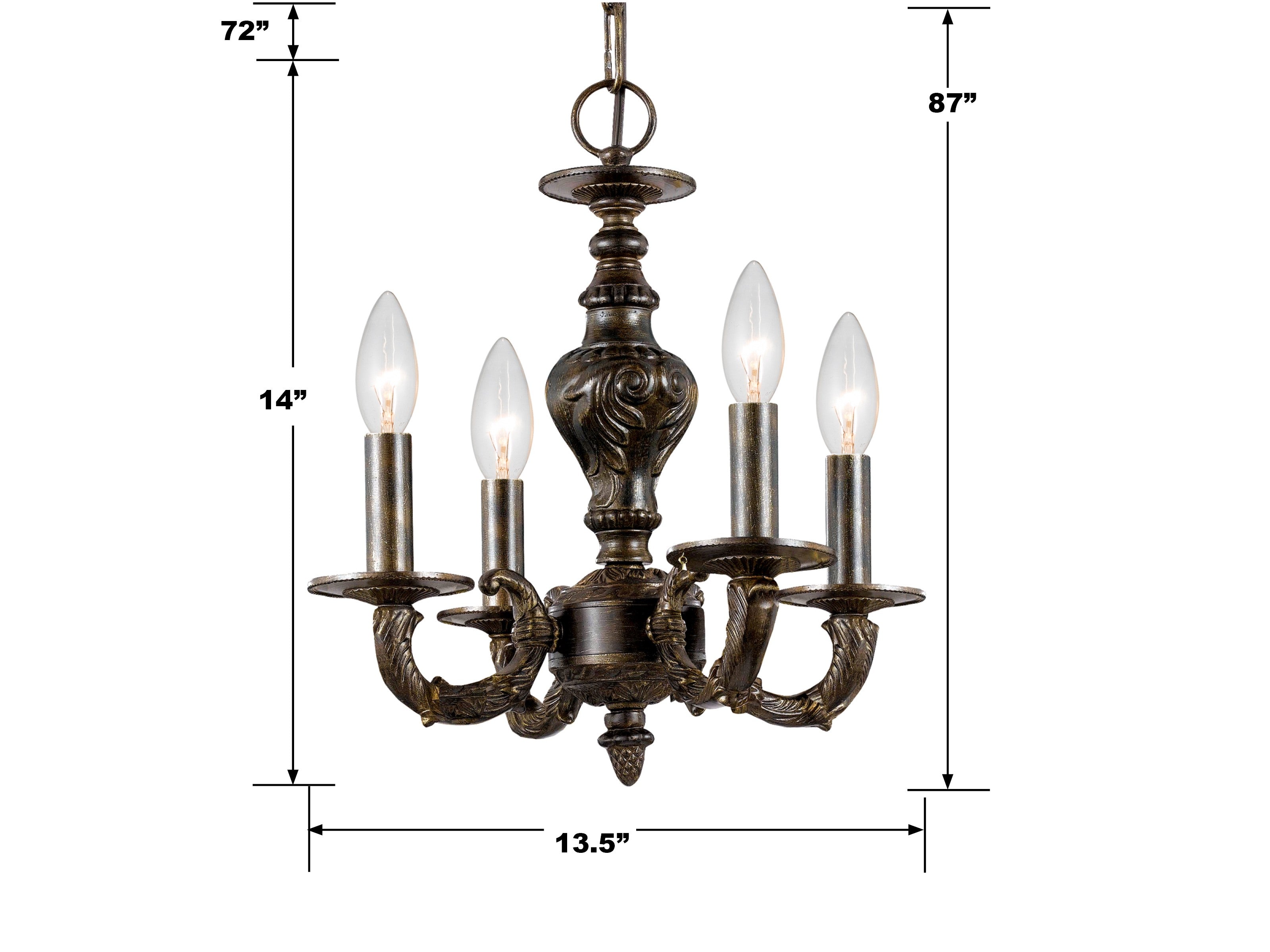 Crystorama Paris Market 5124-VB – 13.5 Inch – 4 Light – Chandelier – Venetian Bronze – Damp Rated