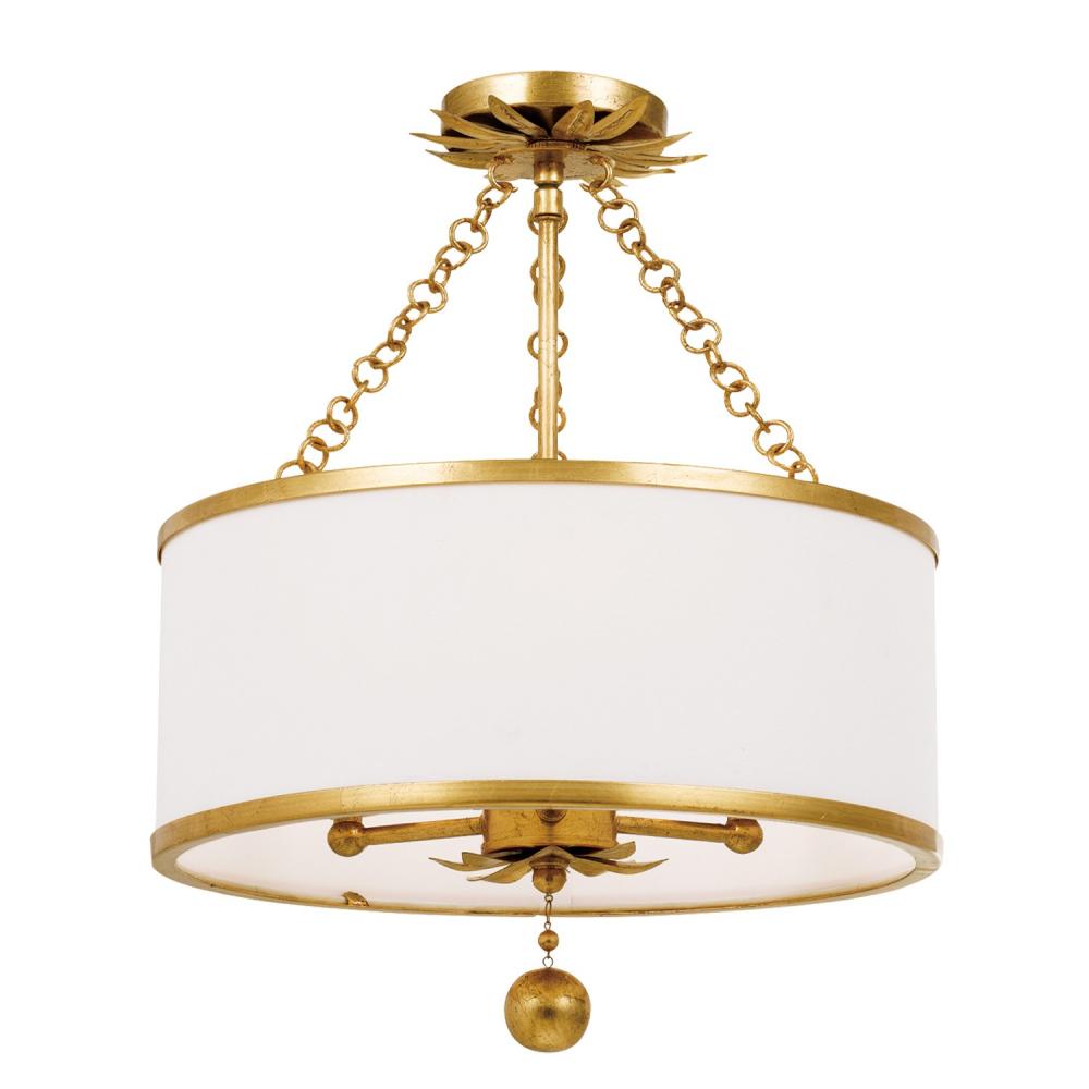 Crystorama Lighting 513-GA_CEILING Broche 3 Light Semi Flush Mount Fixture, UL Dry Rated, Antique Gold