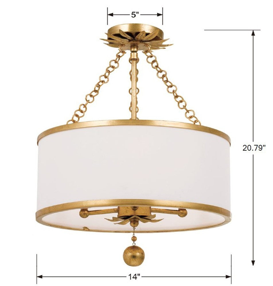 Crystorama BROCHE 513-GA_CEILING Semi Flush Mt Contemporary - Antique Gold