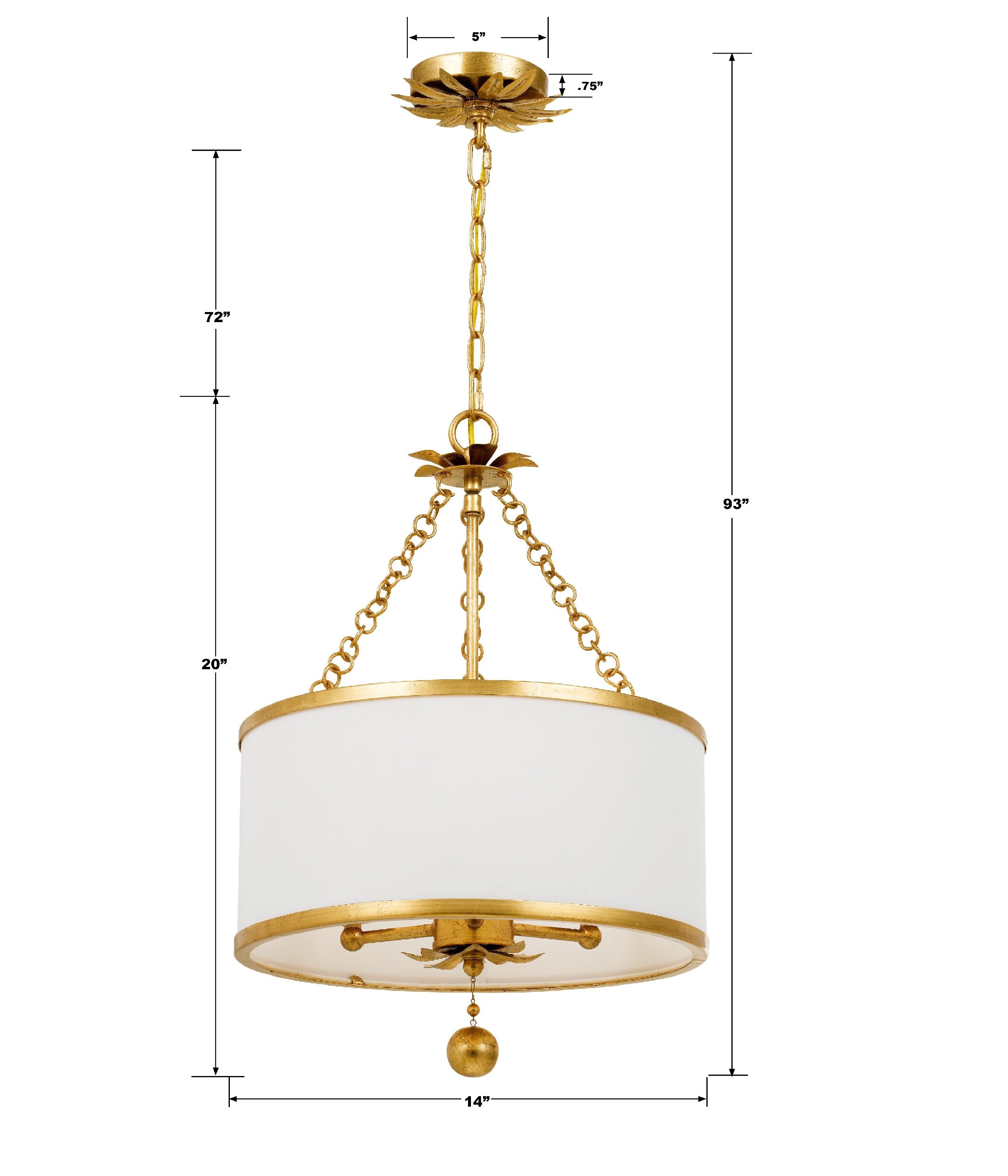 Crystorama Broche 513-GA – 14 Inch – 3 Light – Chandelier – Antique Gold – Dry Rated