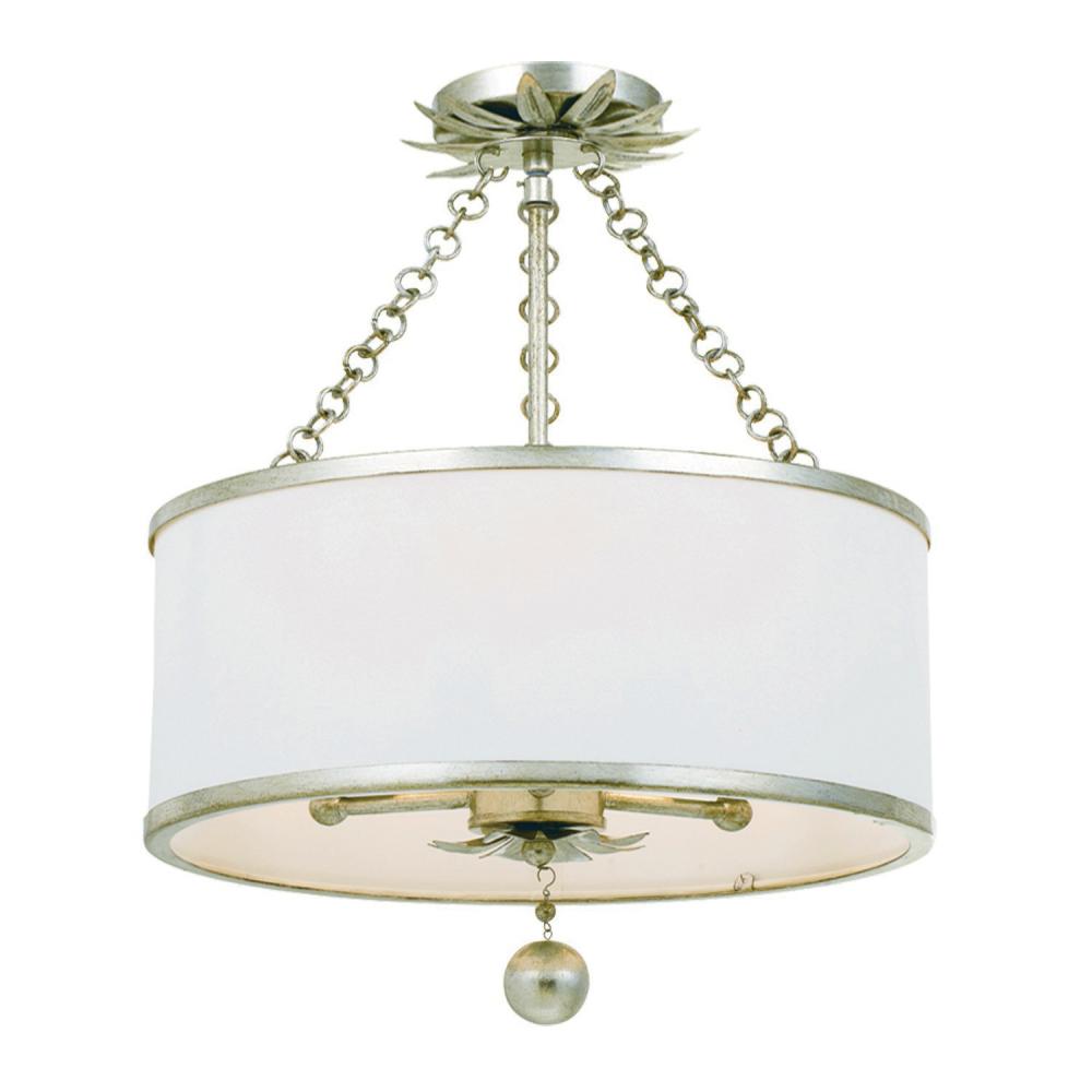 Crystorama Lighting 513-SA_CEILING Broche 3 Light Antique Silver Semi Flush Mount
