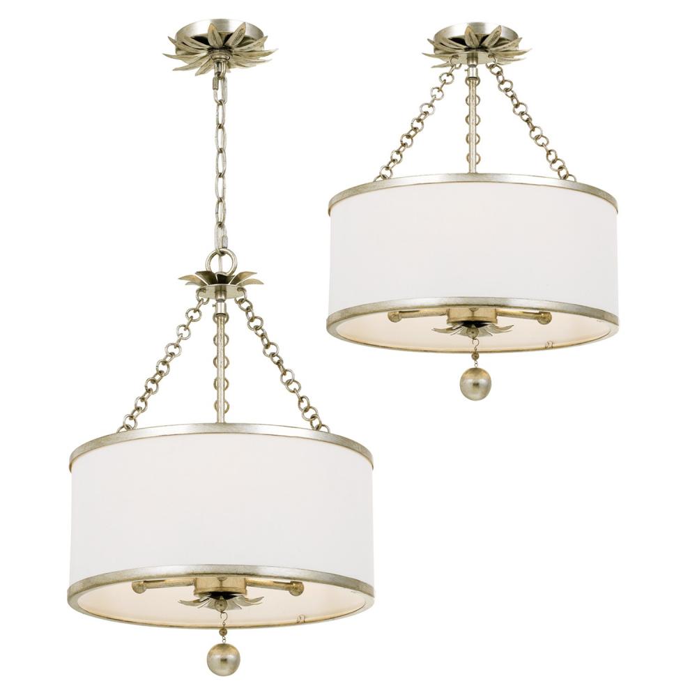 Crystorama BROCHE 513-SA_CEILING Semi Flush Mt Contemporary - Antique Silver