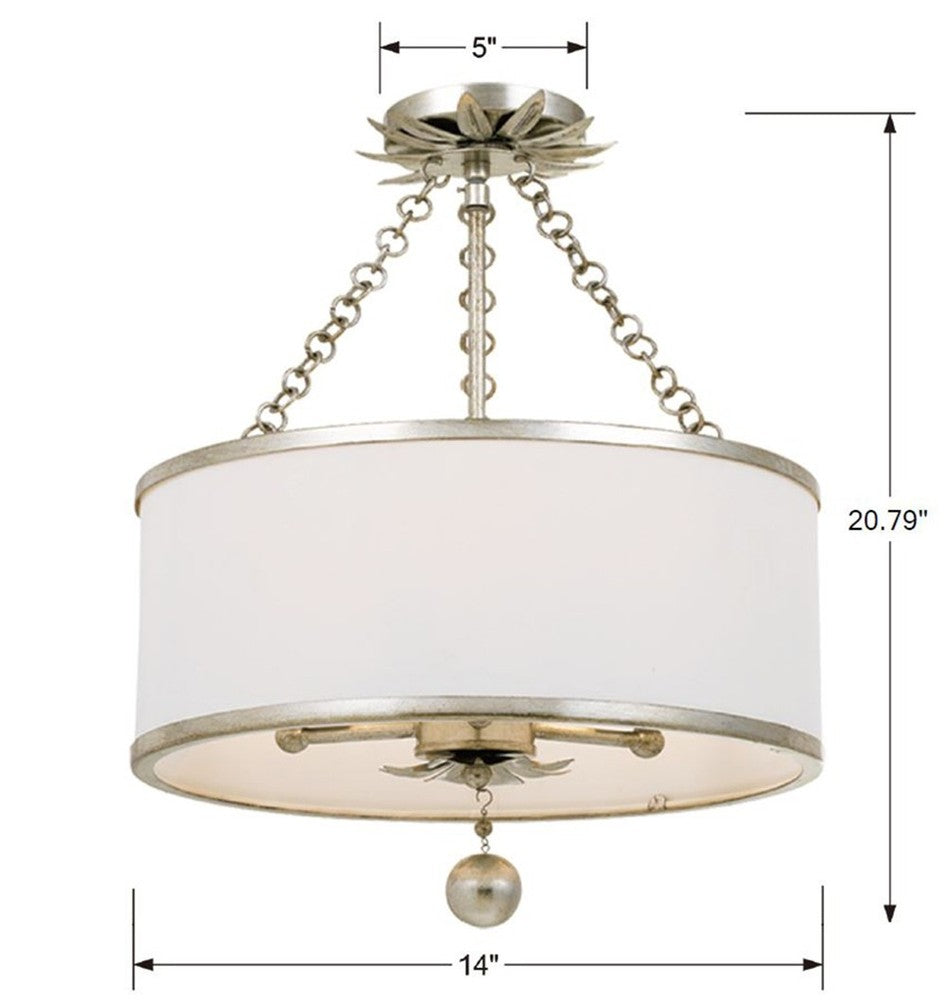 Crystorama BROCHE 513-SA_CEILING Semi Flush Mt Contemporary - Antique Silver