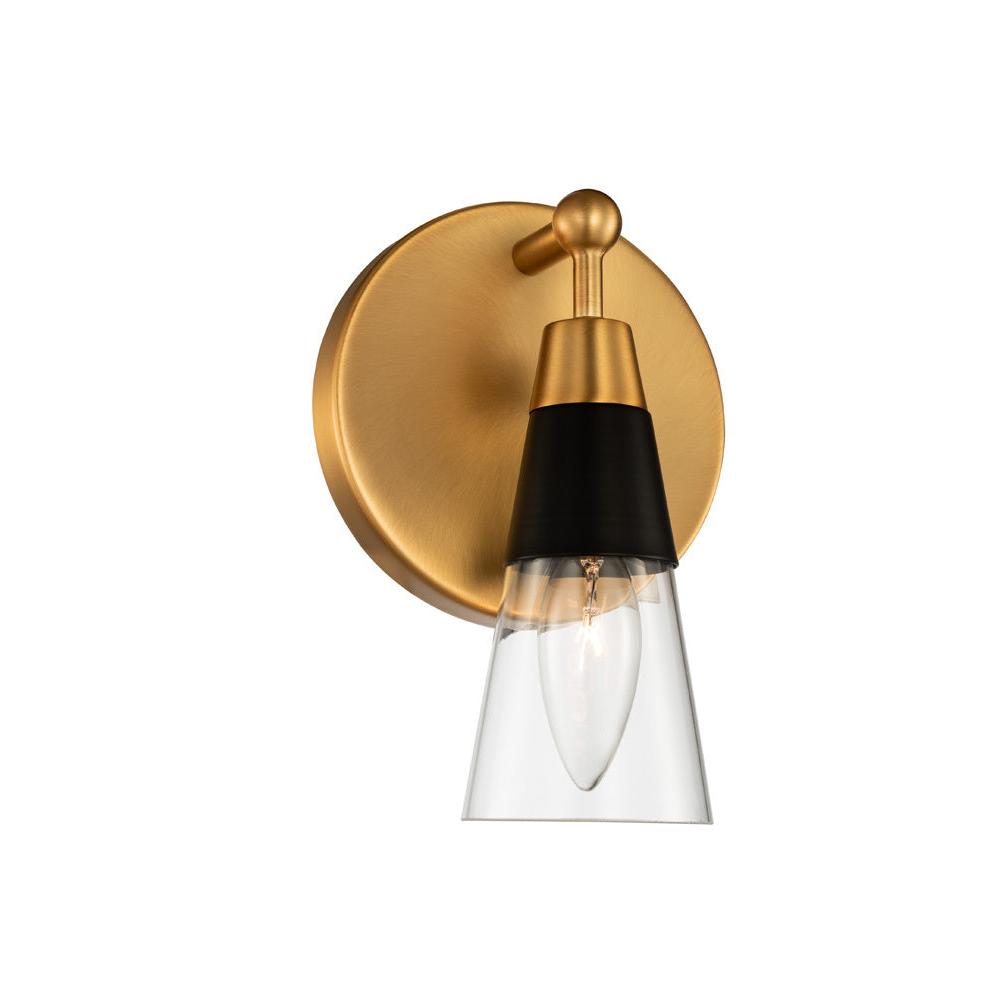 Ponti 4 Inch Bath Vanity Light – Matte Black w New Brass – 513131BNB