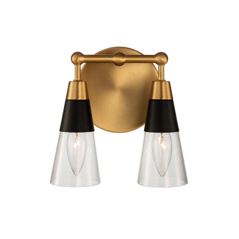 Ponti 4 Inch Bath Vanity Light – Matte Black w New Brass – 513132BNB