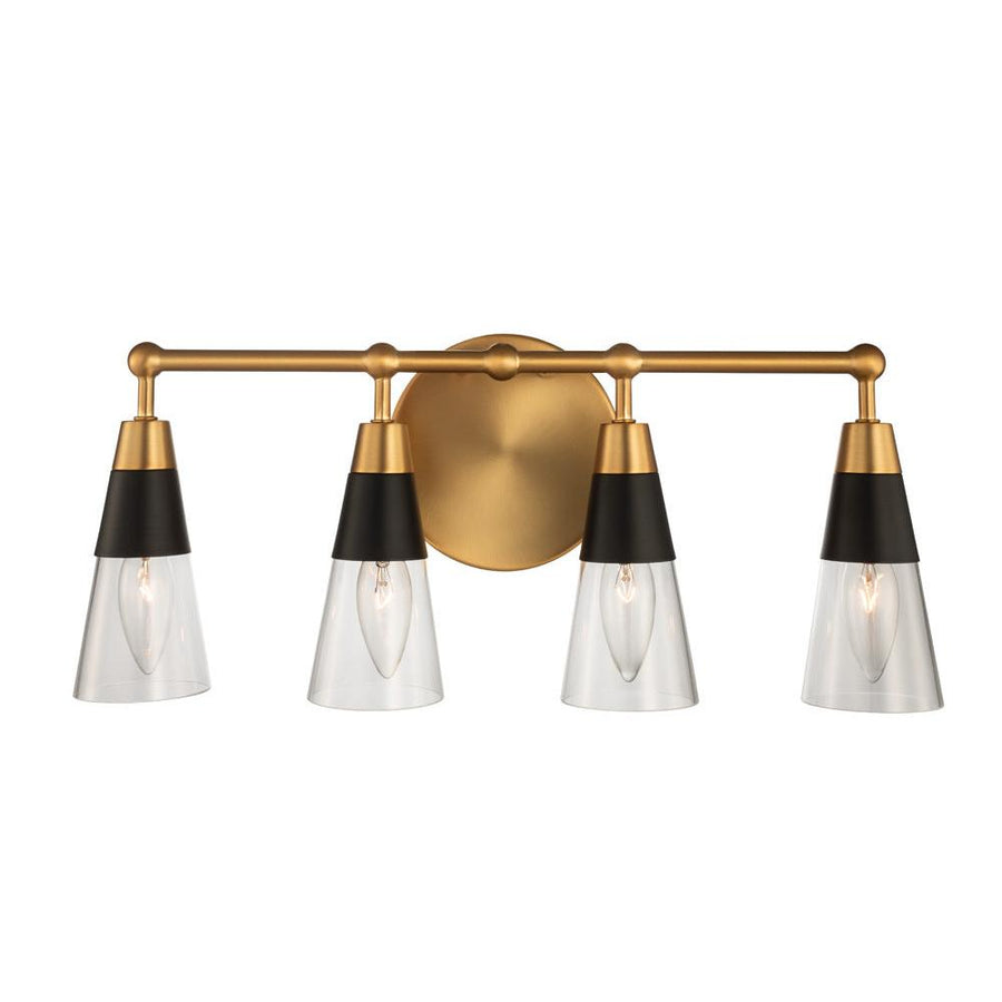 Ponti 4 Inch Bath Vanity Light – Matte Black w New Brass – 513134BNB