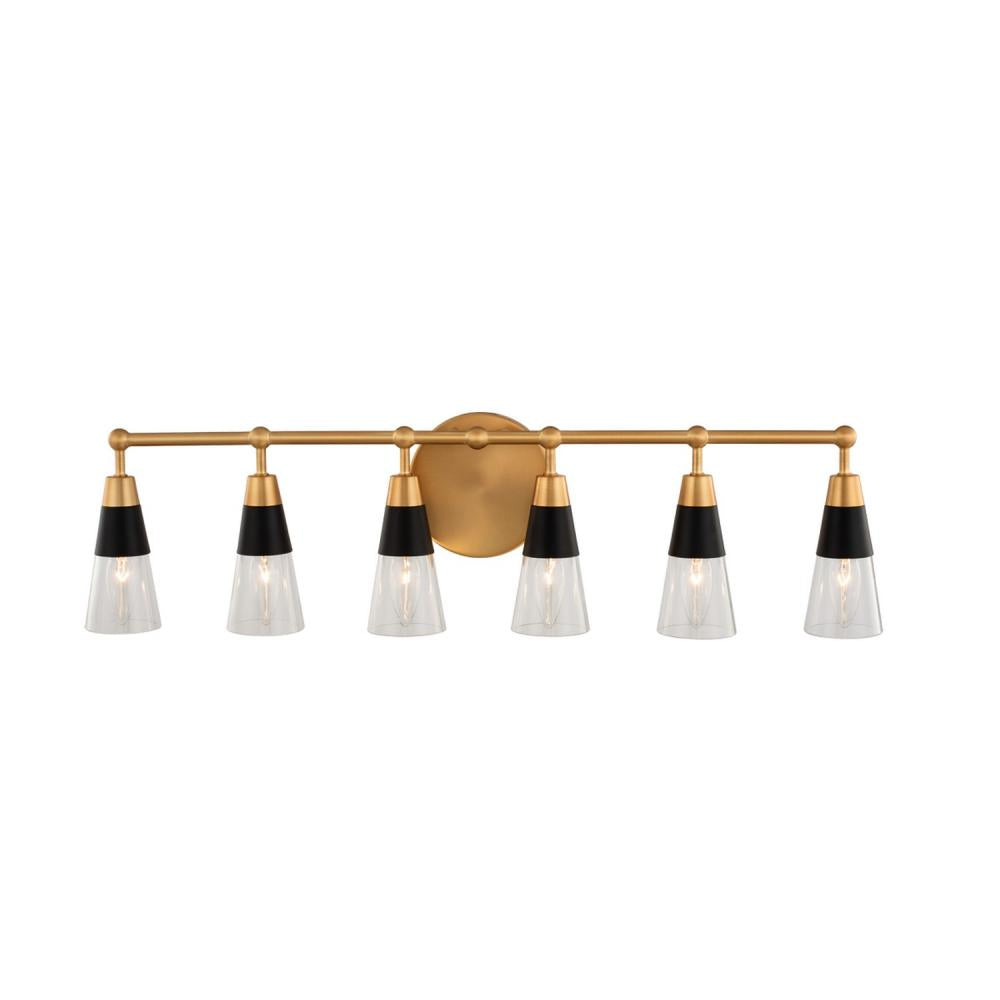 Ponti 4 Inch Bath Vanity Light – Matte Black w New Brass – 513136BNB