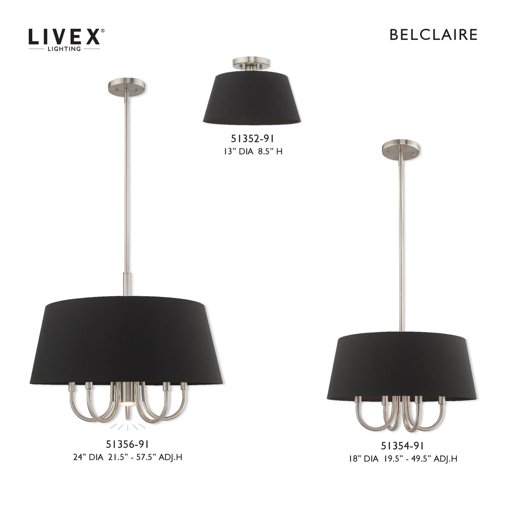 Livex Lighting BELCLAIRE 51352-91 Flush Mount Contemporary - Brushed Nickel