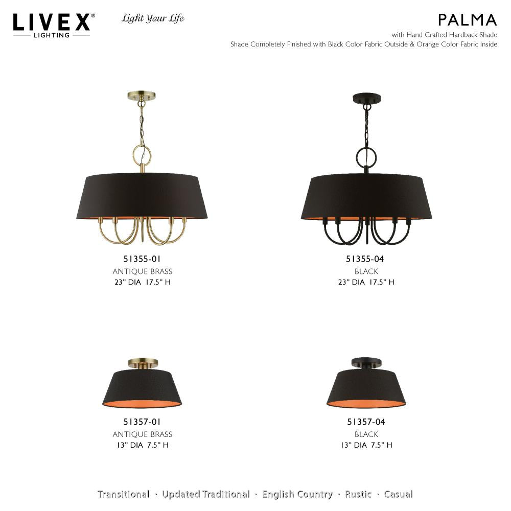 Livex Lighting PALMA 51355-01 Pendant Transitional - Antique Brass