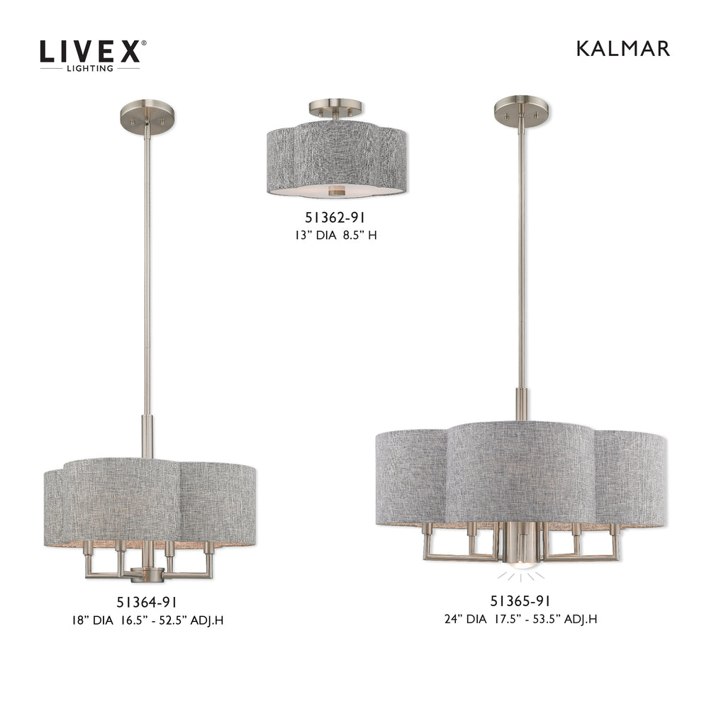 Livex Lighting KALMAR 51364-91 Pendant Transitional - Brushed Nickel