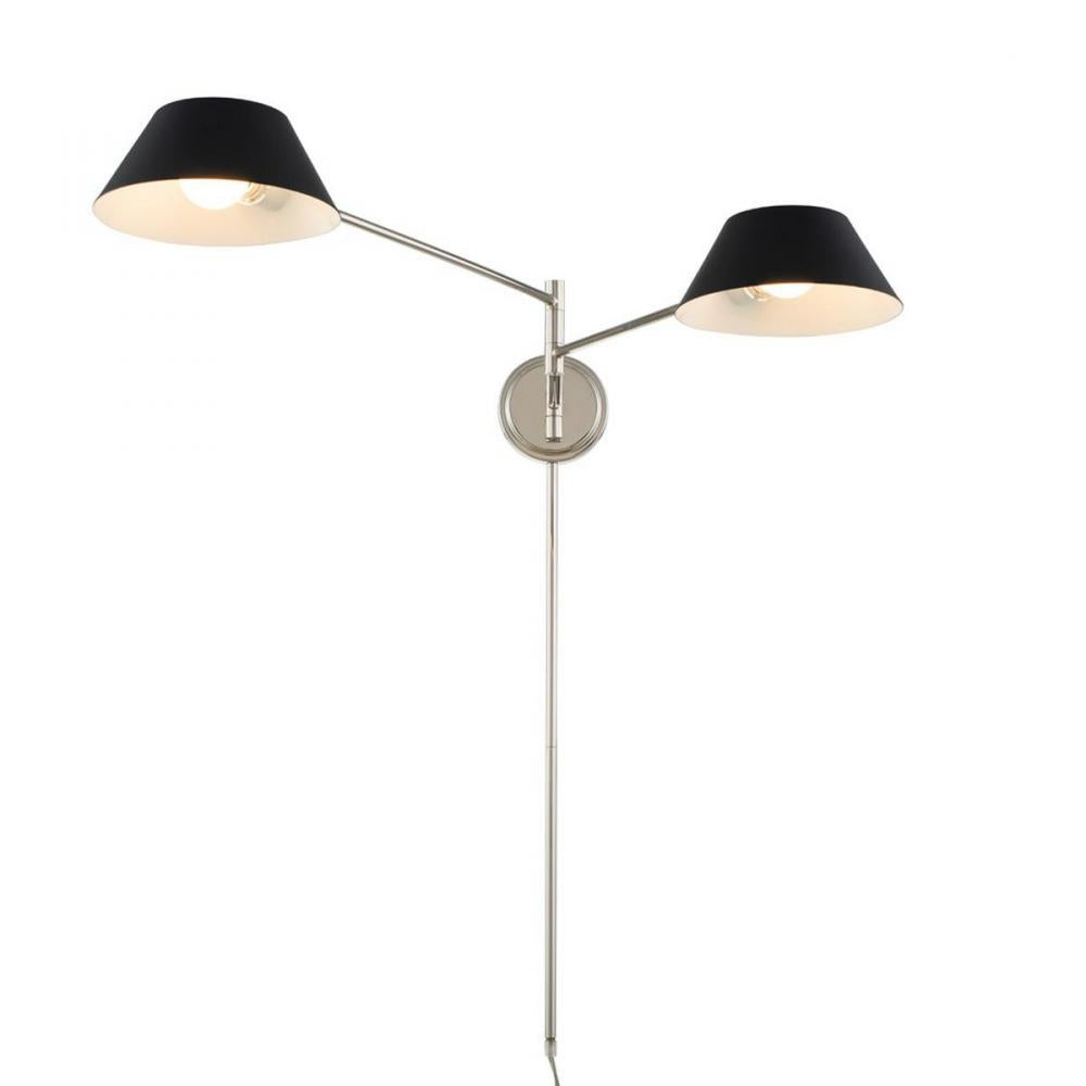 Kalco Lighting BRUNO 514122BPN Sconce Mid Century Modern - Matte Black W Polished Nickel