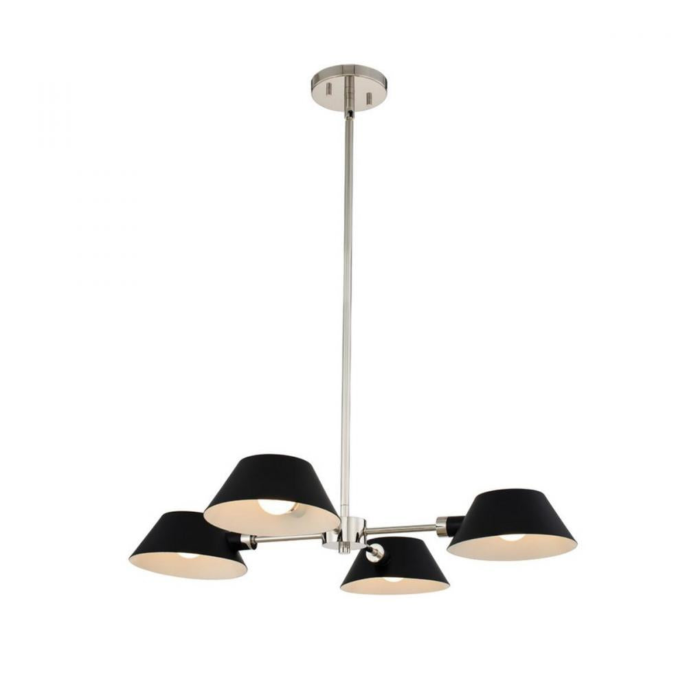 Bruno 26 Inch Chandelier – Matte Black w/ Polished Nickel – 514171BPN