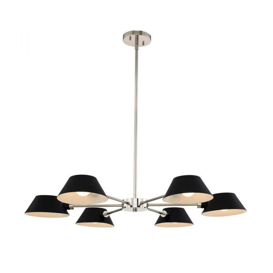Bruno 34 Inch Chandelier – Matte Black w/ Polished Nickel – 514172BPN