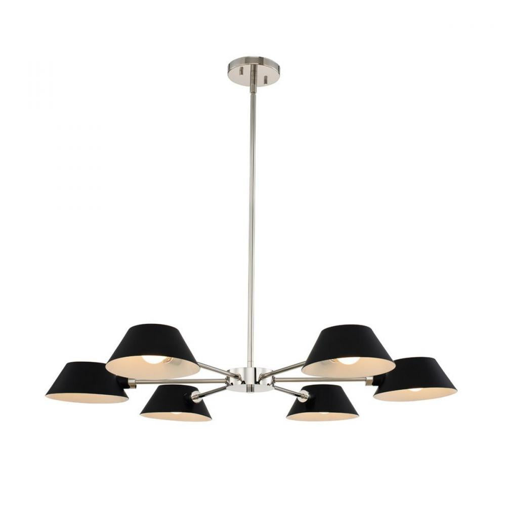 Bruno 34 Inch Chandelier – Matte Black w/ Polished Nickel – 514172BPN