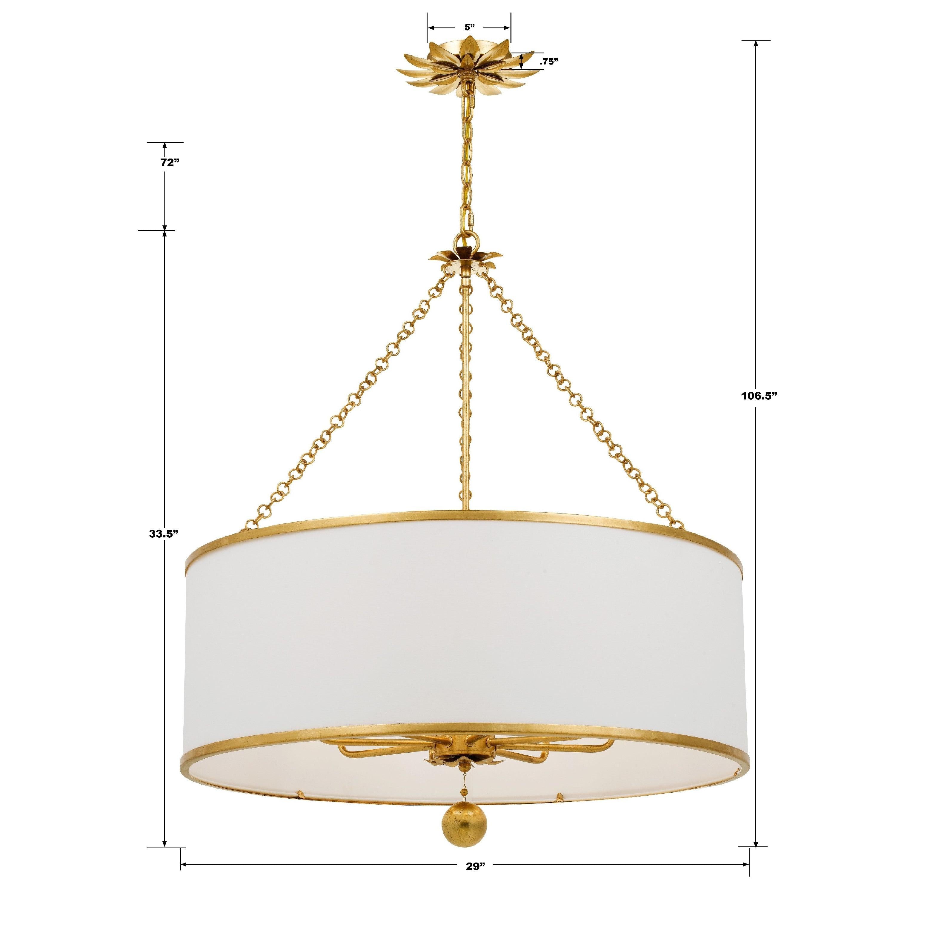Crystorama Broche 515-GA – 29 Inch – 8 Light – Chandelier – Antique Gold – Dry Rated