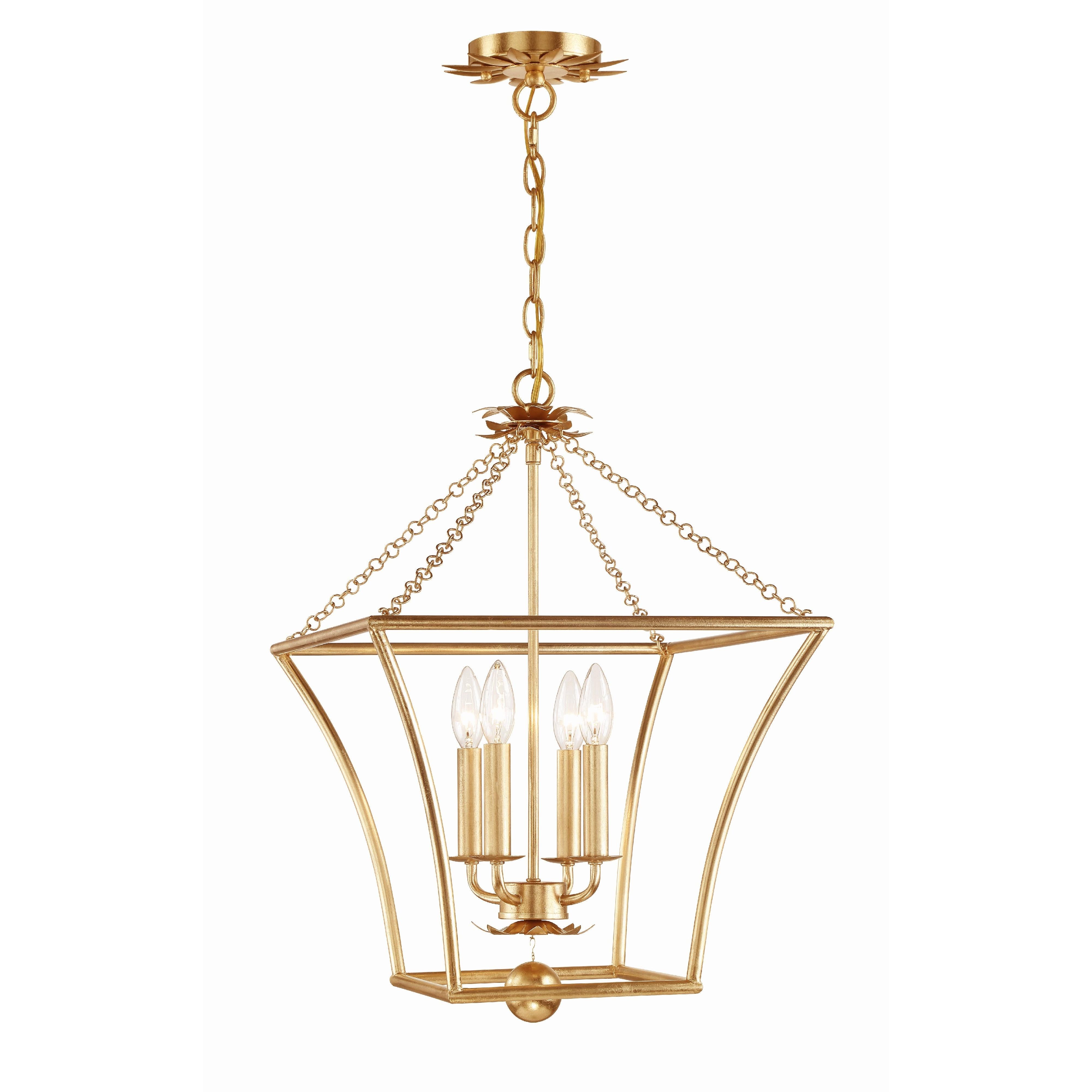 Crystorama Broche 516-GA – 16 Inch – 4 Light – Chandelier – Antique Gold – Damp Rated
