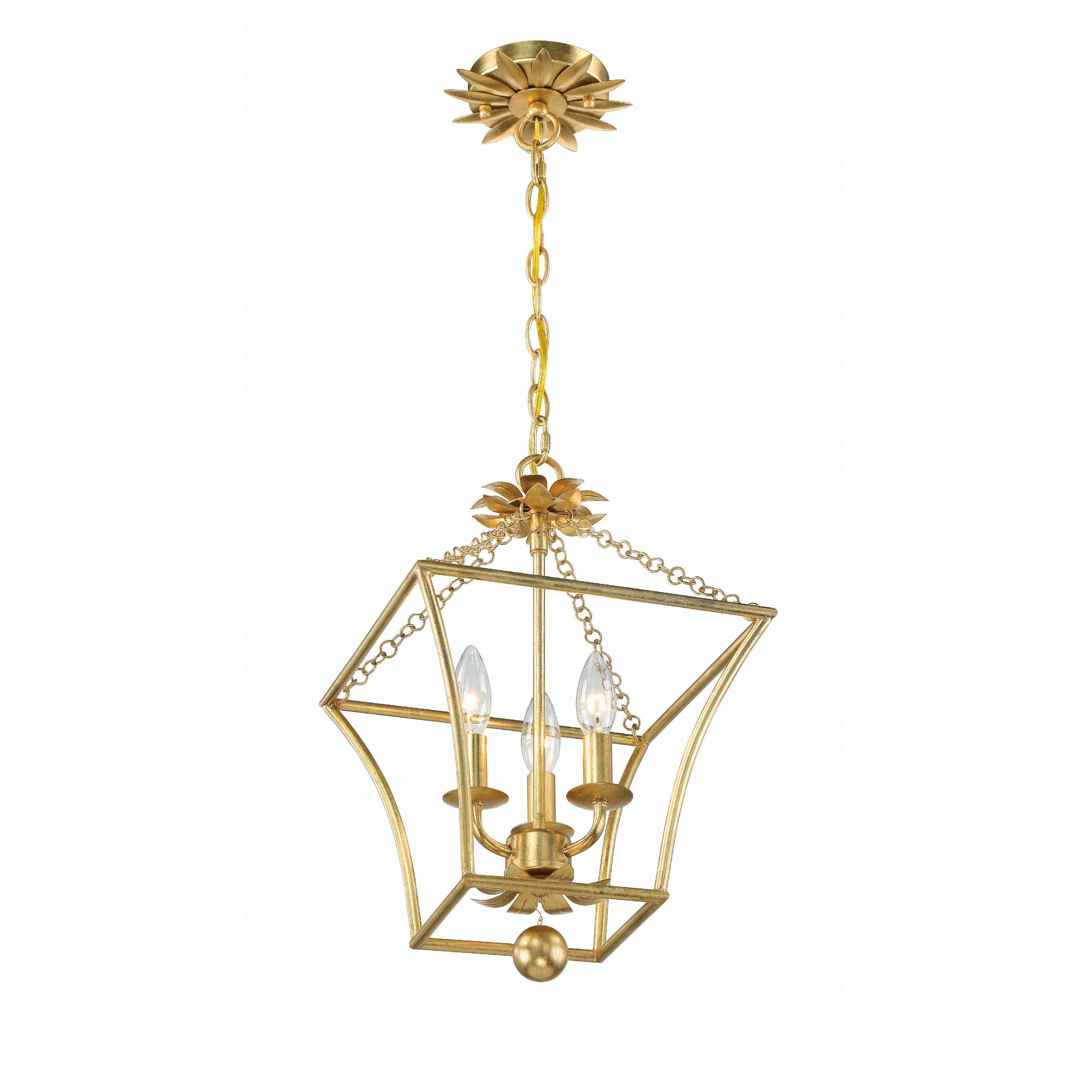 Crystorama Broche 516-GA – 16 Inch – 4 Light – Chandelier – Antique Gold – Damp Rated