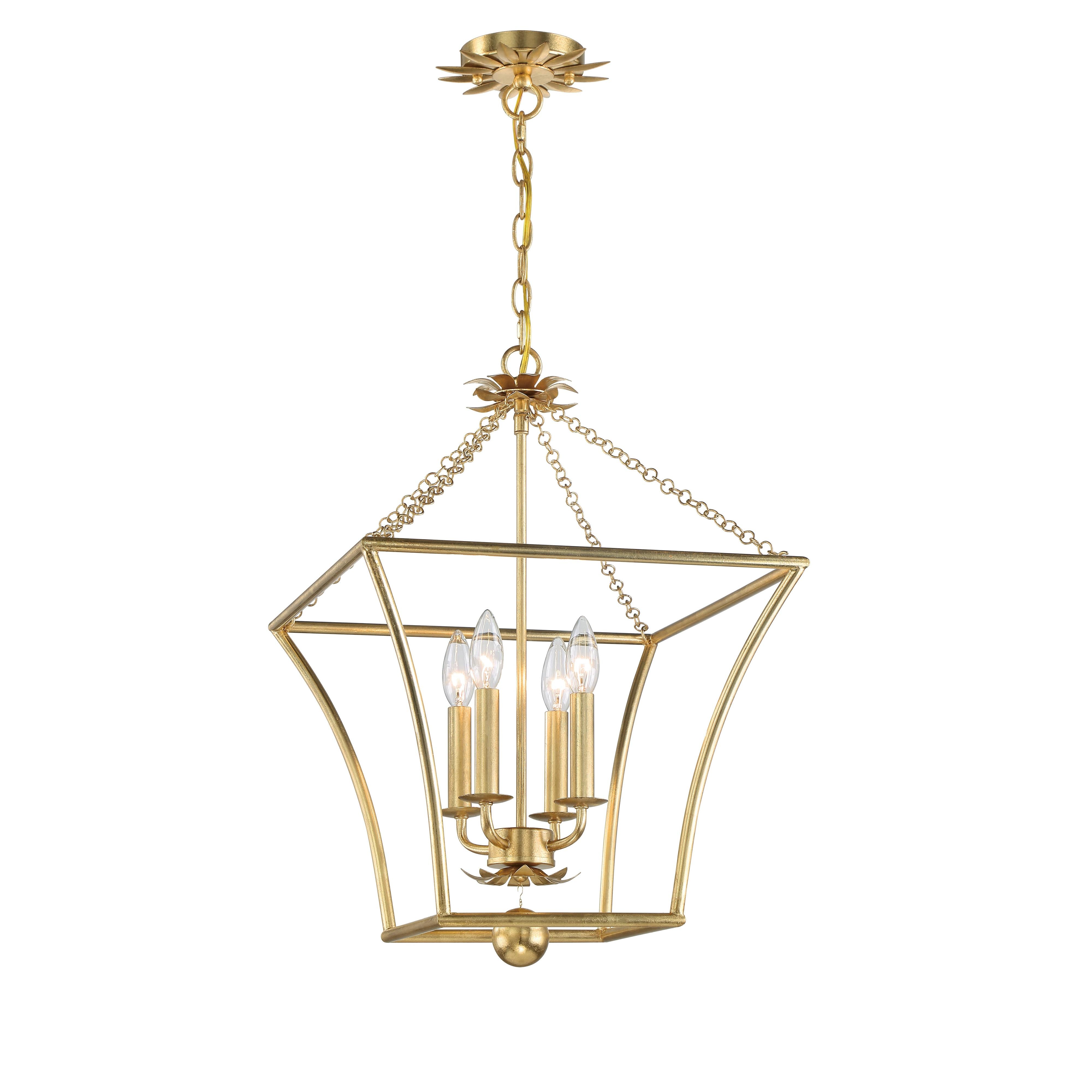 Crystorama Broche 516-GA – 16 Inch – 4 Light – Chandelier – Antique Gold – Damp Rated