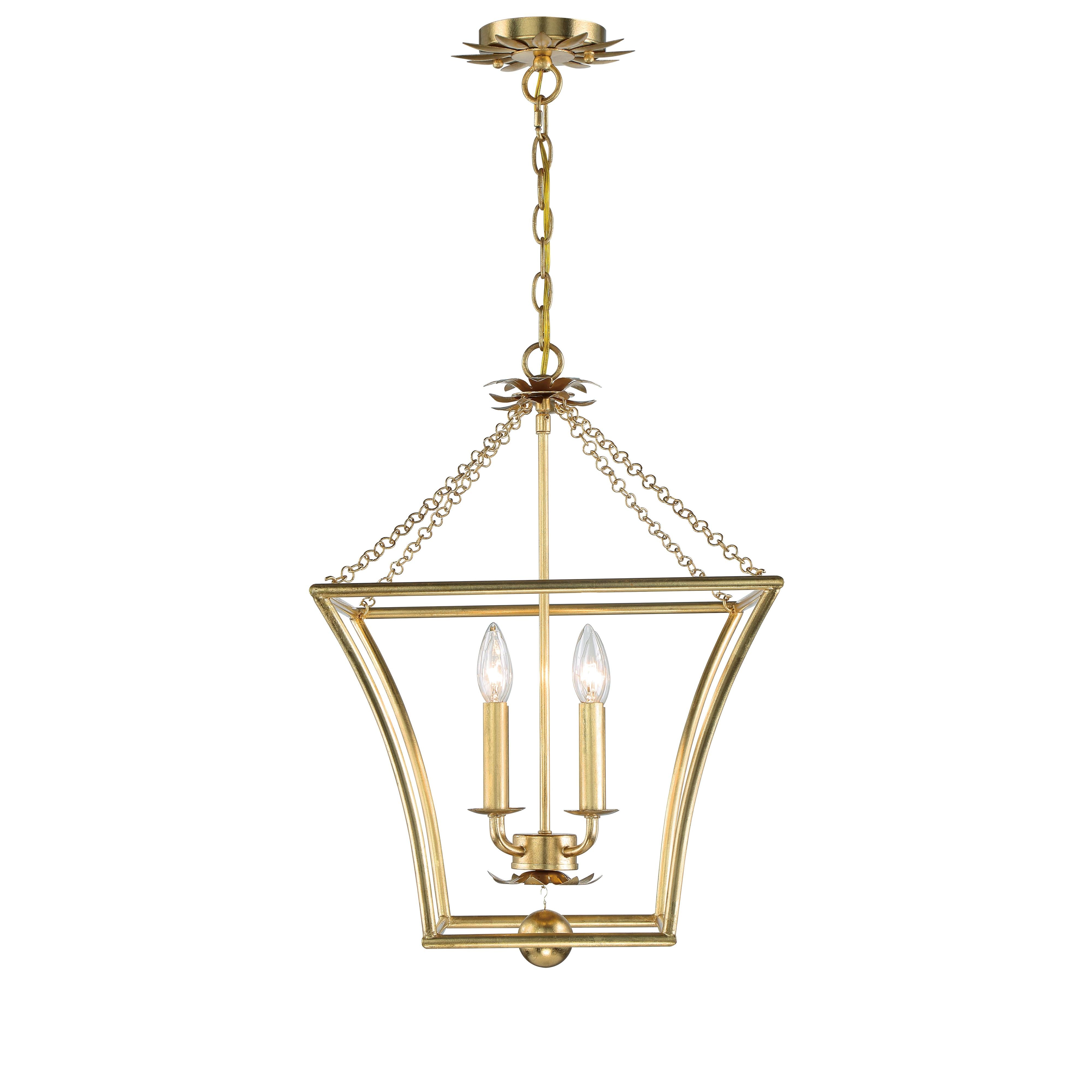 Crystorama Broche 516-GA – 16 Inch – 4 Light – Chandelier – Antique Gold – Damp Rated