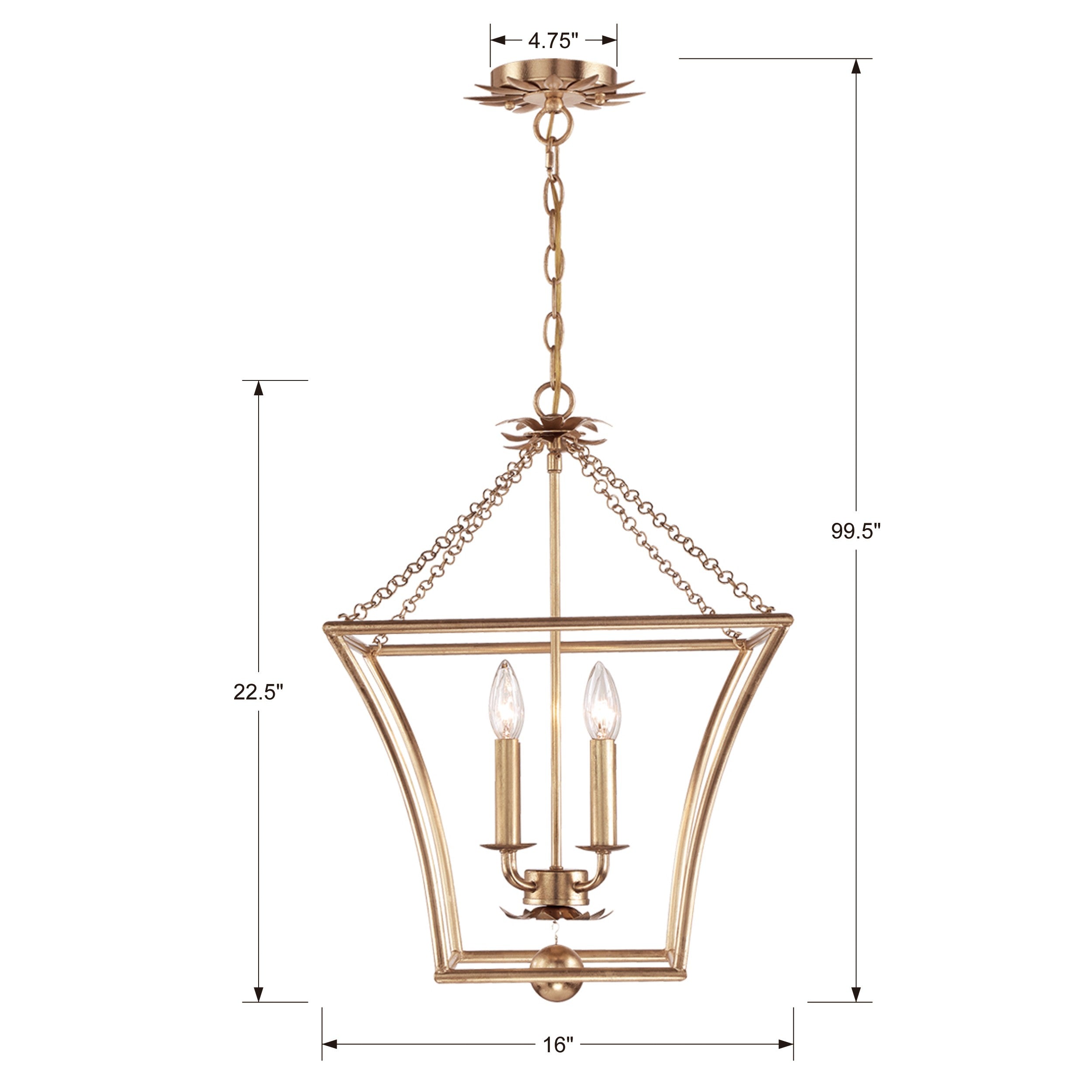 Crystorama Broche 516-GA – 16 Inch – 4 Light – Chandelier – Antique Gold – Damp Rated