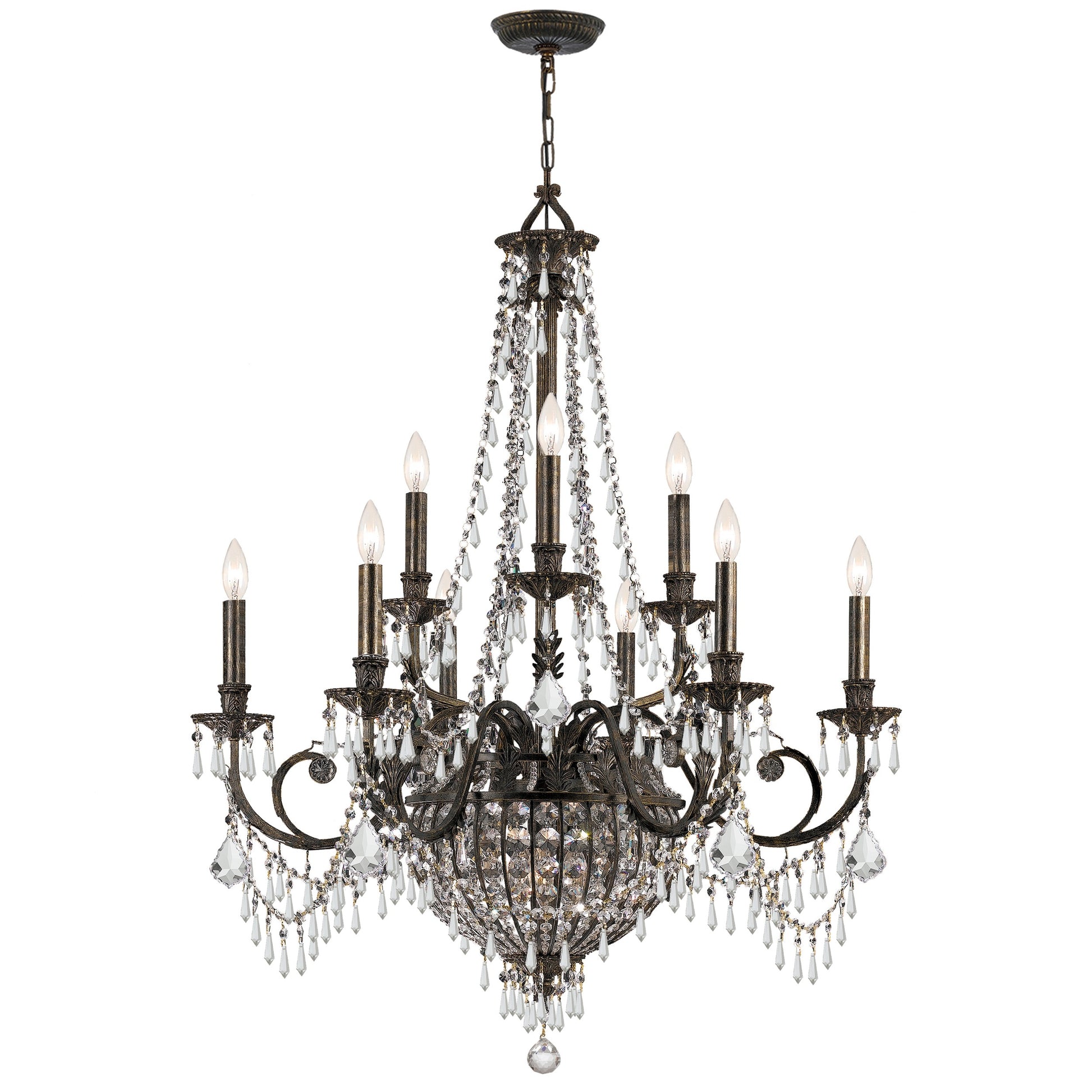 Crystorama Vanderbilt 5168-EB-CL-MWP – 34 Inch – 12 Light – Chandelier – English Bronze – Damp Rated