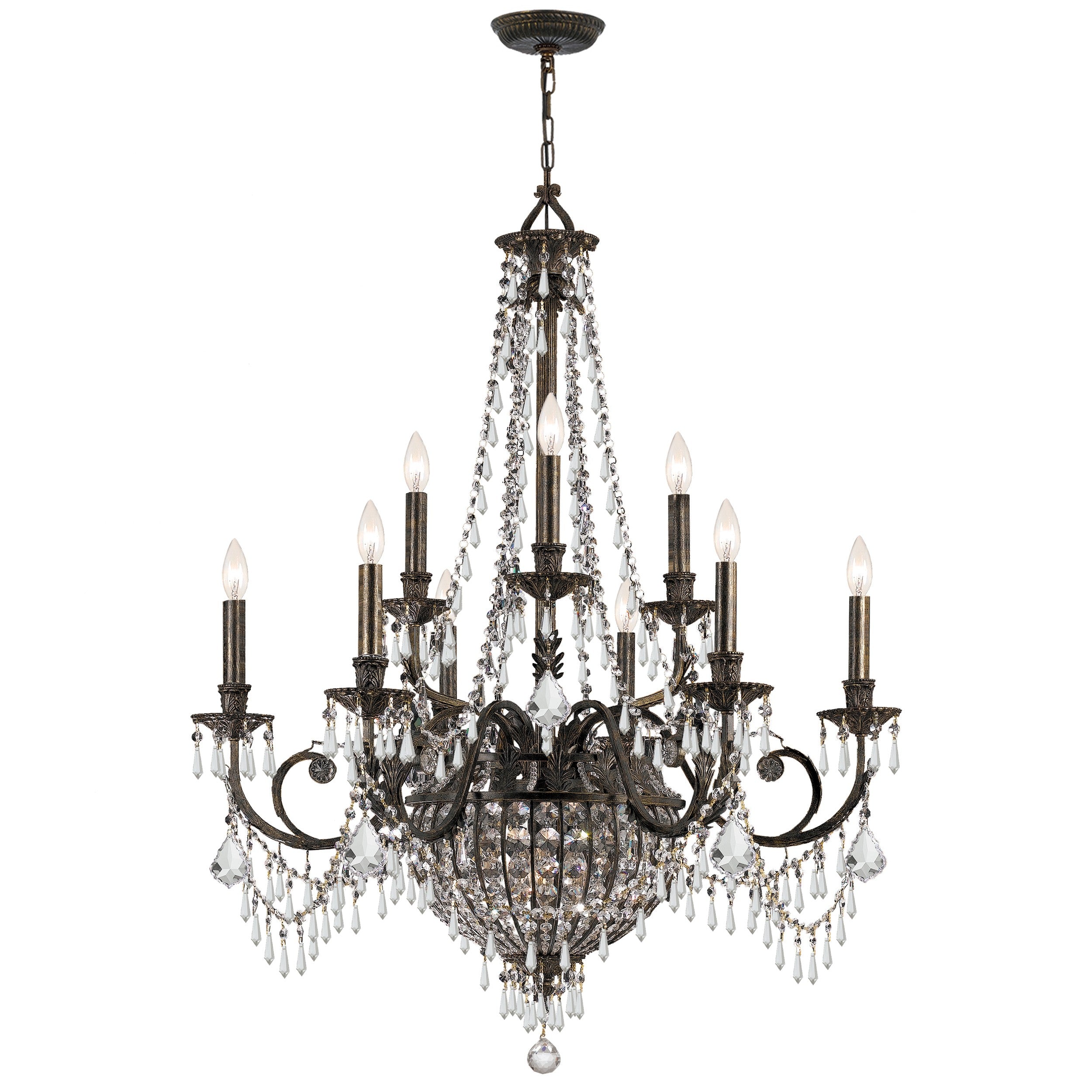 Crystorama Vanderbilt 5168-EB-CL-MWP – 34 Inch – 12 Light – Chandelier – English Bronze – Damp Rated