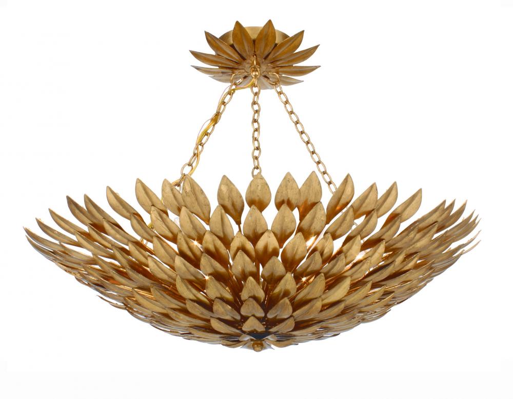 Crystorama Lighting 517-GA Ceiling Broche 6 Light Antique Gold Semi Flush Mount