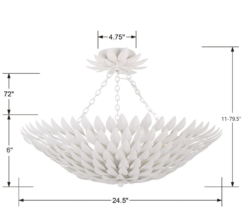 Crystorama Lighting 517-MT_CEILING Broche 6 Light, UL Damp Rated, Matte White