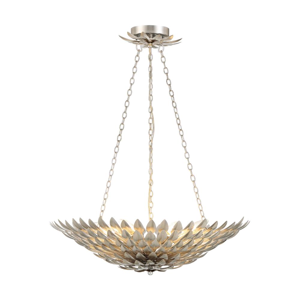 Crystorama Lighting 517-SA Broche 6 Light Chandelier, UL Damp Rated, Antique Silver