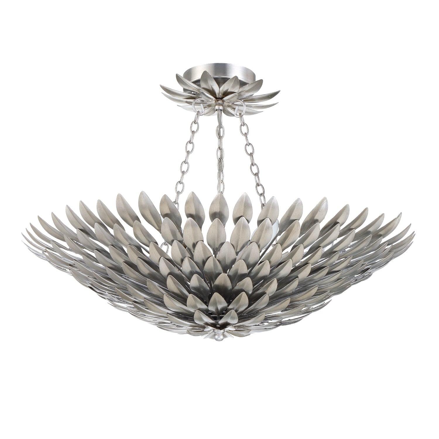 Crystorama Broche 517-SA_CEILING – 24.5 Inch – 6 Light – Semi Flush Mount Light – Antique Silver – Damp Rated