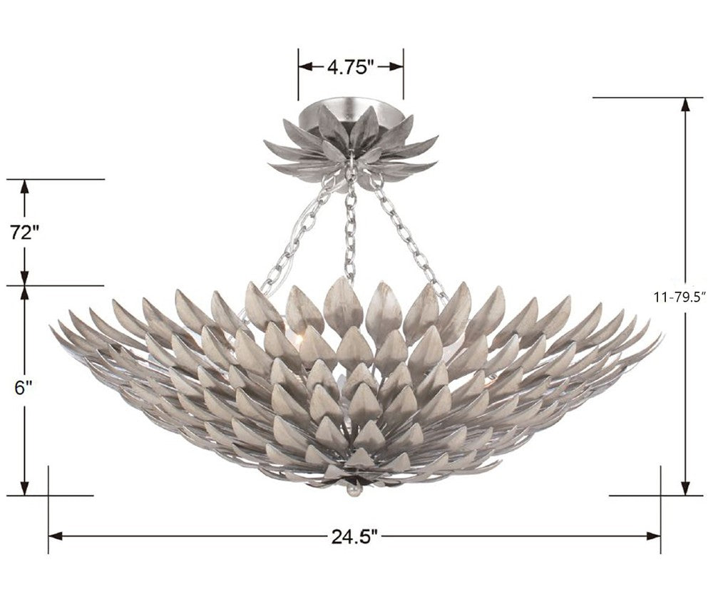 Crystorama BROCHE 517-SA_CEILING Semi Flush Mt Contemporary - Antique Silver