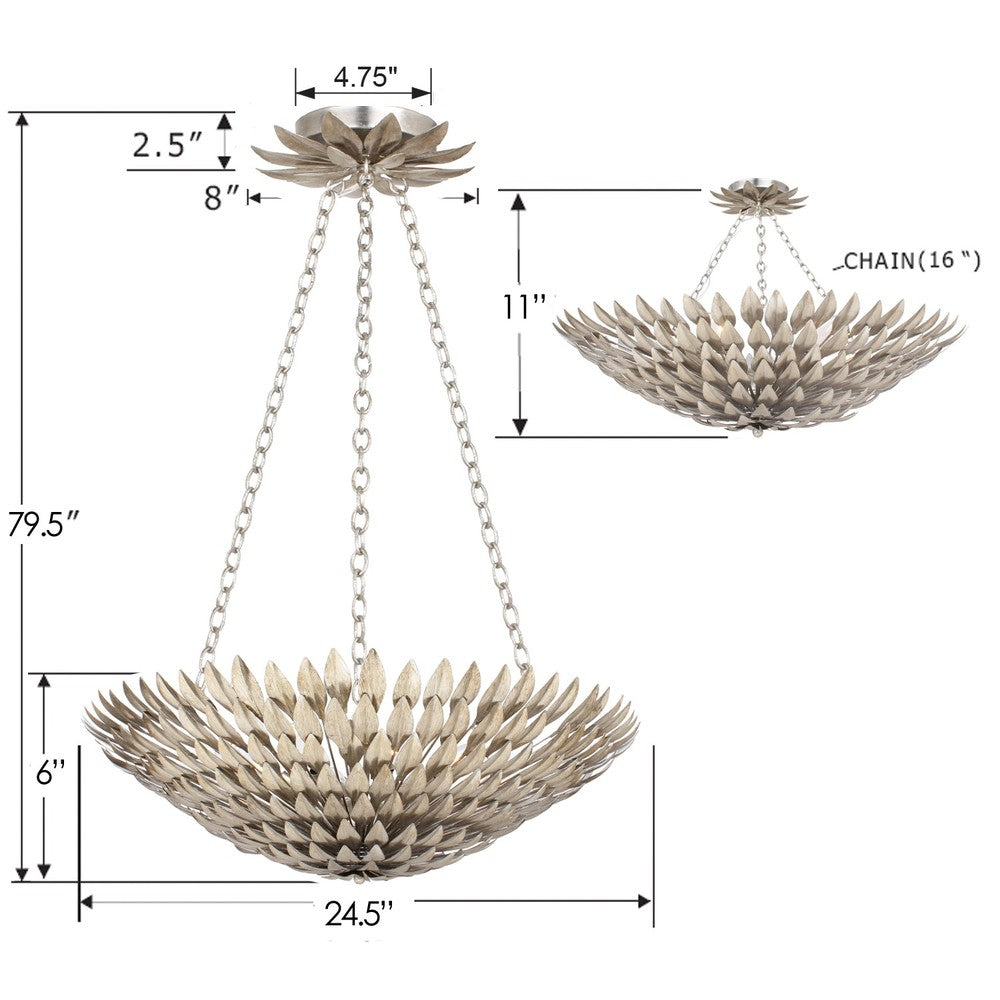 Crystorama BROCHE 517-SA Chandelier Contemporary - Antique Silver