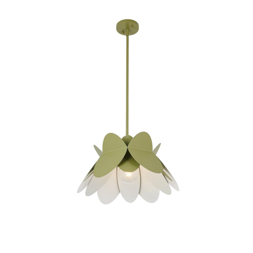 Flor 18 Inch Pendant – White and Green – 517055WG