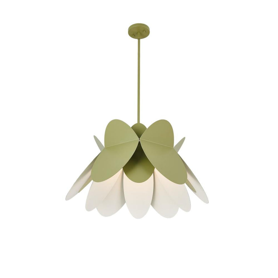 Flor 26 Inch Pendant – White and Green – 517056WG