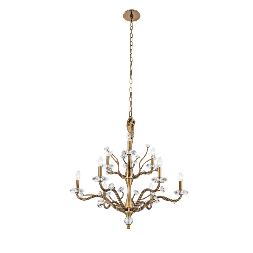 Venus 9 Light 2 Tier Chandelier – Historic Brass – 517772HBR