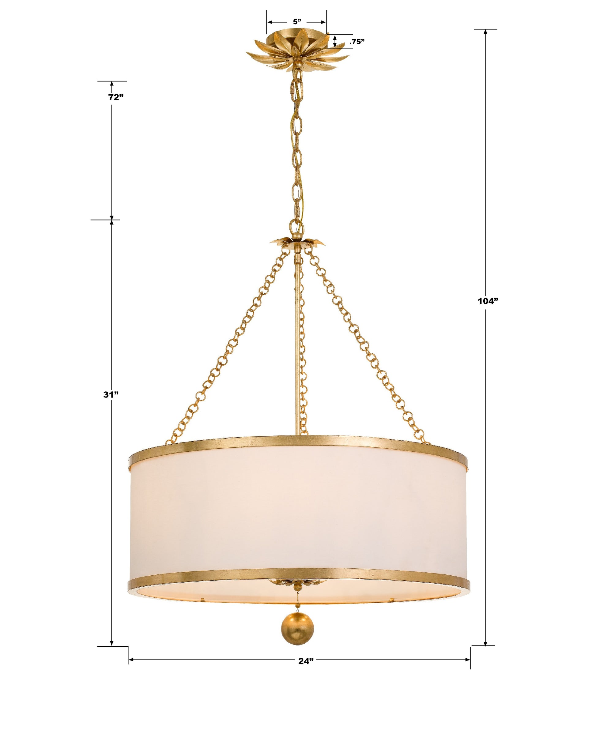 Crystorama Broche 518-GA – 24 Inch – 6 Light – Chandelier – Antique Gold – Dry Rated