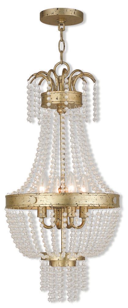 Livex Lighting VALENTINA 51854-28 Pendant Transitional - Hand Applied Winter Gold