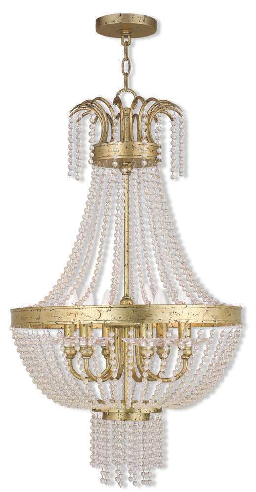 Livex Lighting VALENTINA 51856-28 Pendant Transitional - Hand Applied Winter Gold