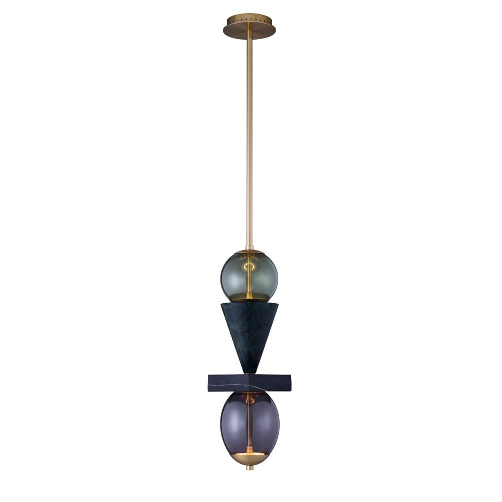 Kalco Lighting DEMI 518755WB Mini Pendant Art Deco - Winter Brass