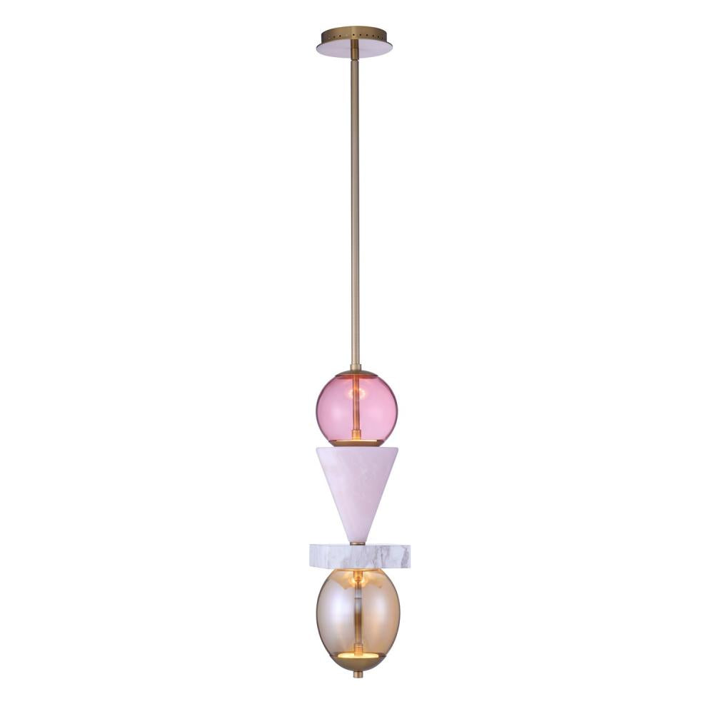 Kalco Lighting DEMI 518756WB Mini Pendant Art Deco - Winter Brass