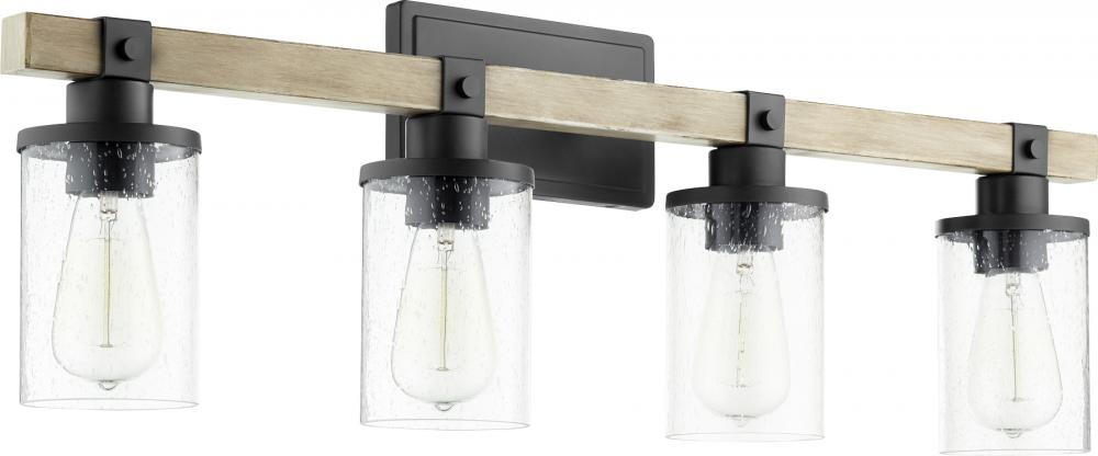 Quorum Lighting ALPINE 5189-4-69 Bathroom Fixture Farm House - Textured Black W Driftwood (OPEN BOX)