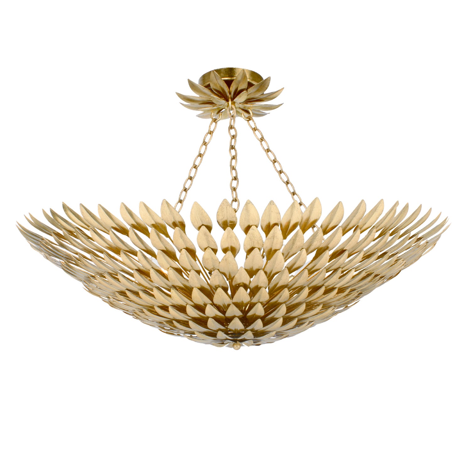 Crystorama Broche 519-GA_CEILING – 30 Inch – 8 Light – Semi Flush Mount Light – Antique Gold – Damp Rated