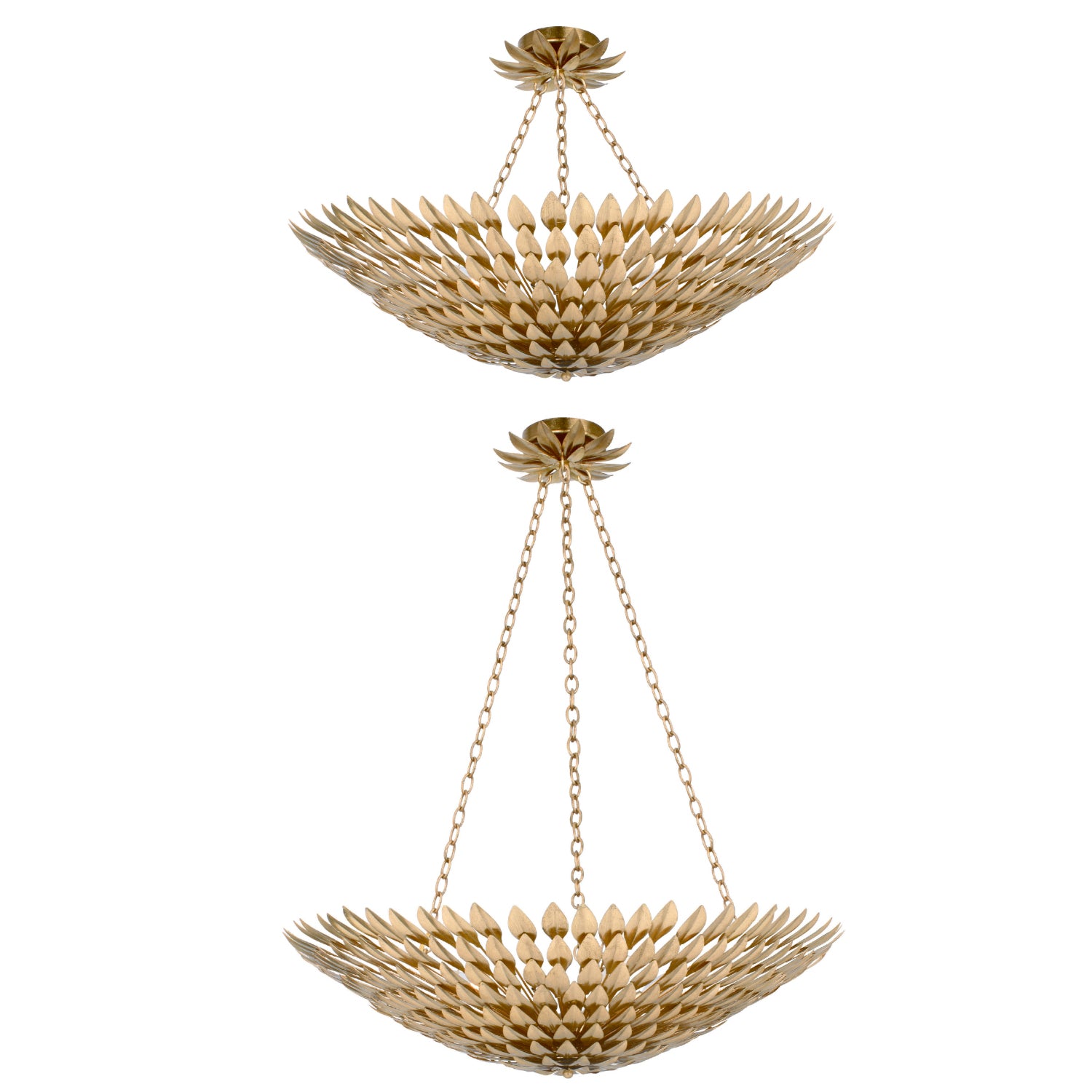 Crystorama Broche 519-GA_CEILING – 30 Inch – 8 Light – Semi Flush Mount Light – Antique Gold – Damp Rated