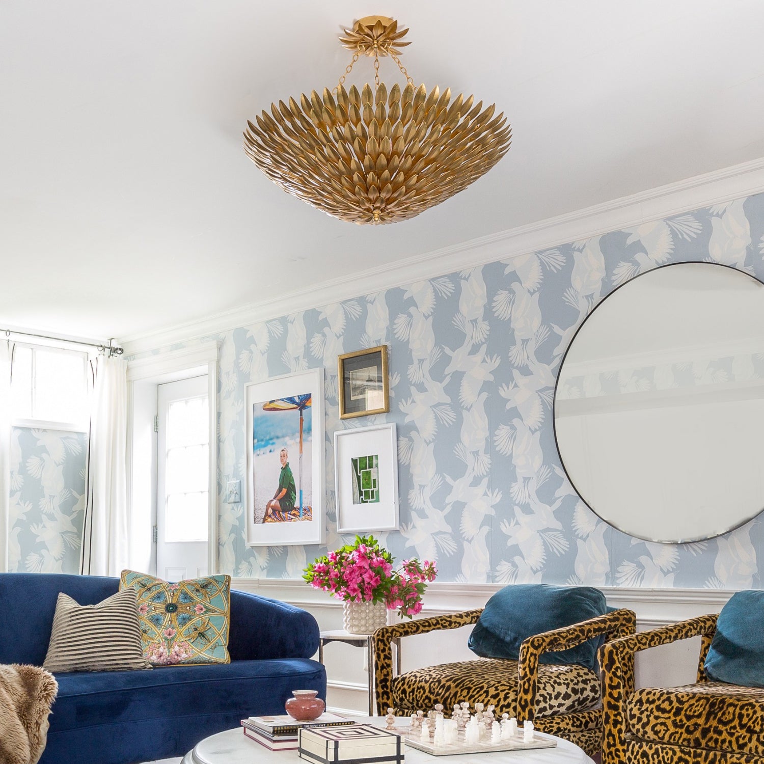 Crystorama Broche 519-GA_CEILING – 30 Inch – 8 Light – Semi Flush Mount Light – Antique Gold – Damp Rated