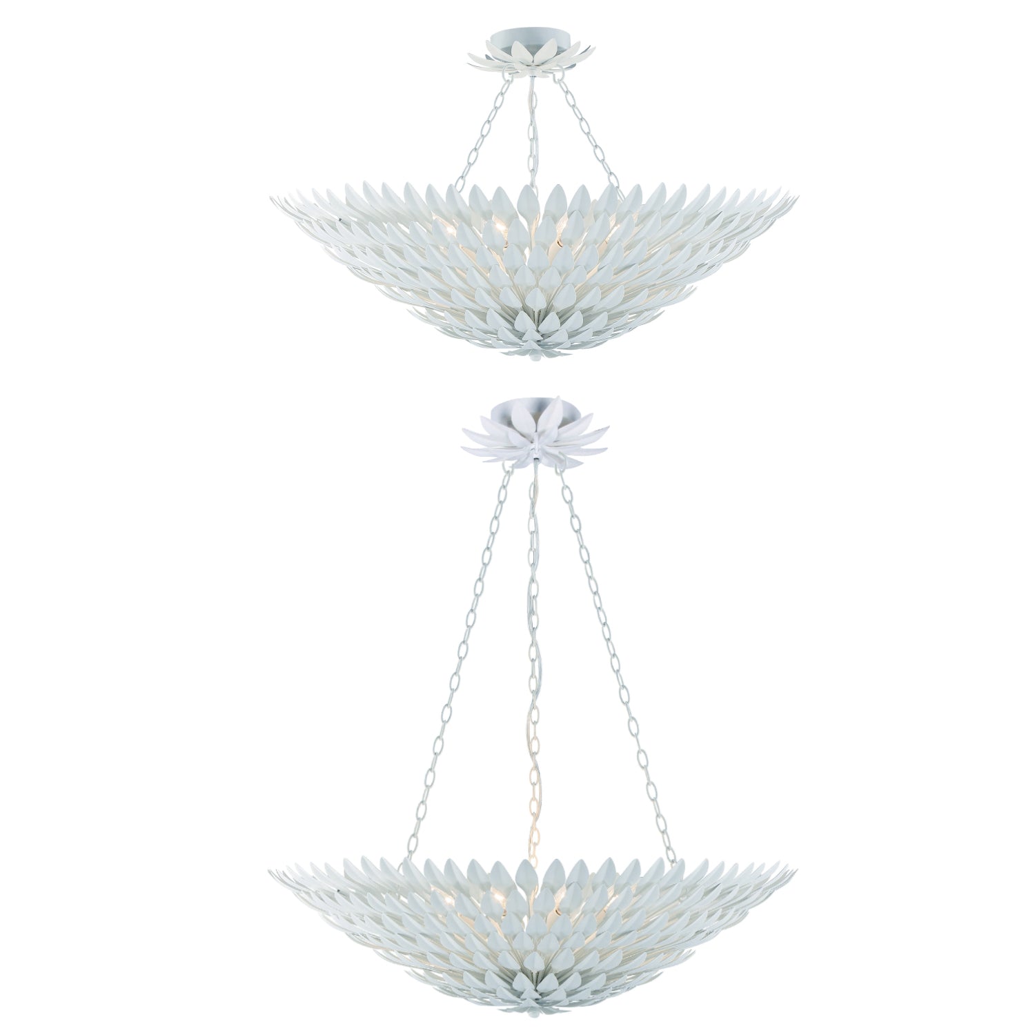Crystorama Broche 519-MT – 30 Inch – 8 Light – Chandelier – Matte White – Damp Rated