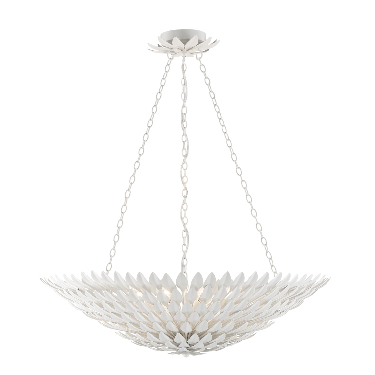 Crystorama Broche 519-MT – 30 Inch – 8 Light – Chandelier – Matte White – Damp Rated