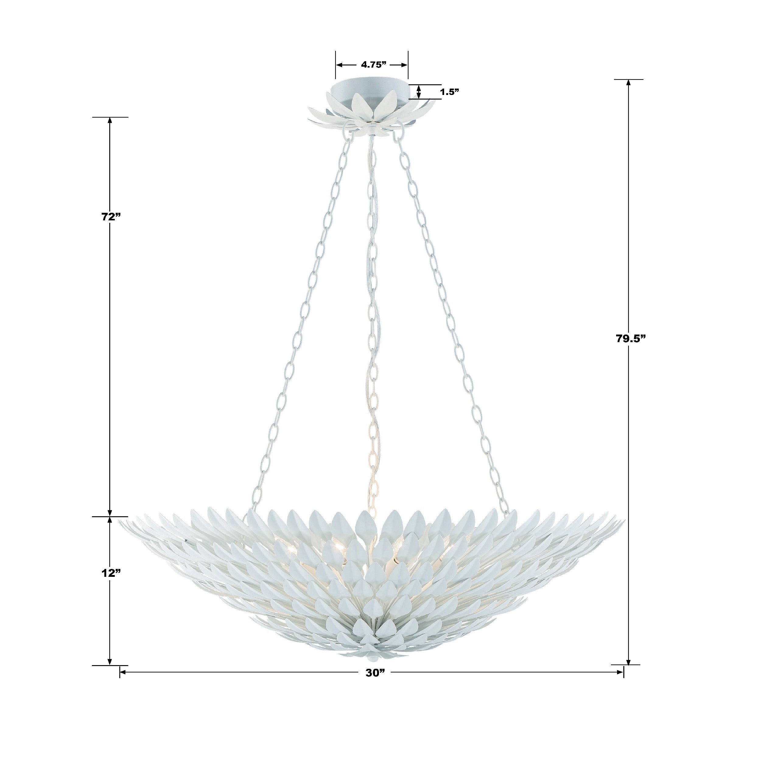 Crystorama Broche 519-MT – 30 Inch – 8 Light – Chandelier – Matte White – Damp Rated